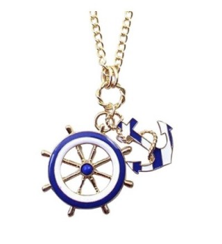 Tonsee Navy Blue Wind Anchor Pendant Necklace New - CK12202ULXD