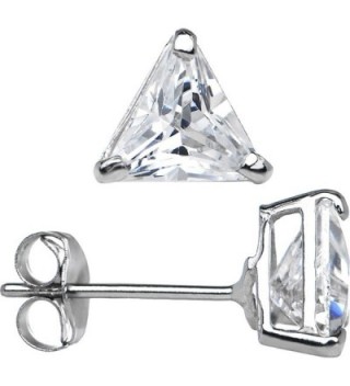 14k White Gold 5mm Triangle Cubic Zirconia Stud Earrings - CD115914XOV