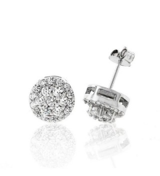 .925 Sterling Silver Womens 9mm Flower Halo Cubic Zirconia Stud Earrings - CZ12978KFI9