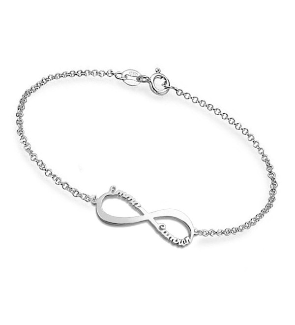 Ouslier Personalized 925 Sterling Silver Infinity Symbol Name Bracelet Custom Made with 2 Names - Silver - CH12NQADL3I