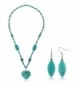 24" Simulated Turquoise Howlite Necklace With Heart Shape Pendant & Earring Set - CB11F4AUY21