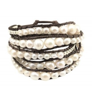 GingerBird Jewelry "Marshmallow Wrap" Women's Freshwater Cultured Pearls Handmade Bracelet. 32 Inches - CJ182LM7RDQ