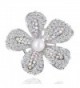 Yilanair Flower Crystal Pearl Brooch Pin for Dress - Silver - C012NT19DR8