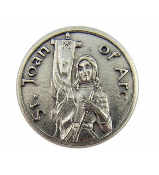 Silver Tone Saint Joan of Arc Courage Prayer Token- 1 1/8 Inch - CQ116R10LEX