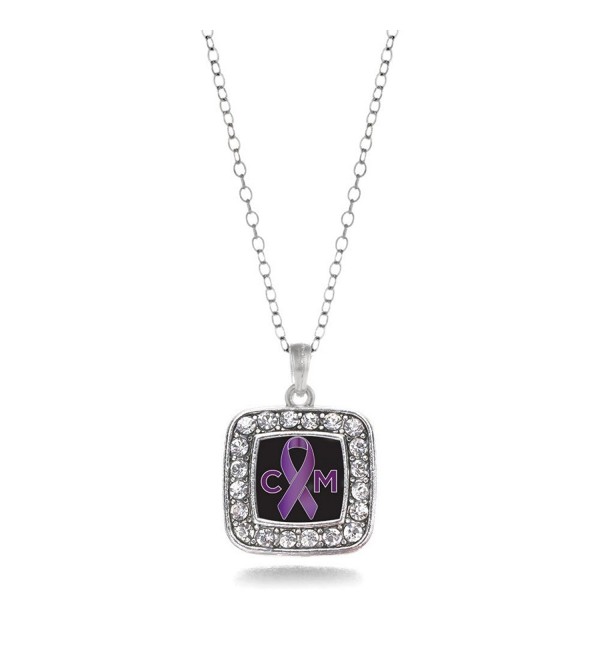 Chiari Malformation Awareness Classic Silver Plated Square Crystal Necklace - CG11KEPGC3R