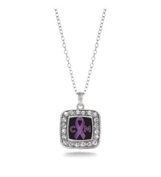Chiari Malformation Awareness Classic Silver Plated Square Crystal Necklace - CG11KEPGC3R