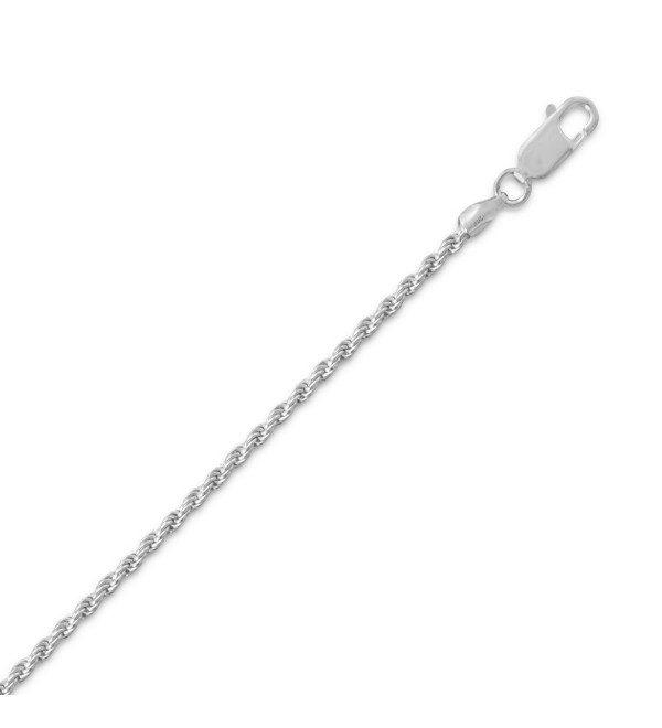 Rope Chain Necklace 1.8mm Sterling Silver with Rhodium Plate Non-tarnish - CE119CS8MDF