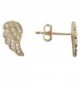 Les Poulettes Jewels - Gold Plated Earrings Studs Angel Wing and Rhinestones - C811QQN3XLP