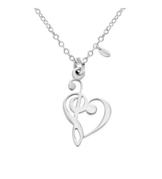 SENFAI Latest Tiny Music Heart Charm Pendant Stainless Steel Necklaces Unisex Jewelry 18" - CJ12LWCU9G1