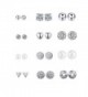 Aikooch 12 Pairs Geometric Crystal Punk Piercing Stud Earrings for Women - 12 Pair Silver - C21840AW7K3