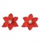 Periwinkle Red Poinsettia with Iridescent Center Stud Earrings - CE126XNA5MV