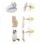 Lux Accessories Gold Tone Assorted Enamel Kitty Cat Post Stud Earring Set 3pc - C6183WWTUL3