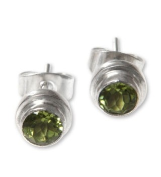 NOVICA Round Peridot and .925 Sterling Silver Stud Earrings- 'Green Simplicity' (.6 cttw) - CK127W260TZ
