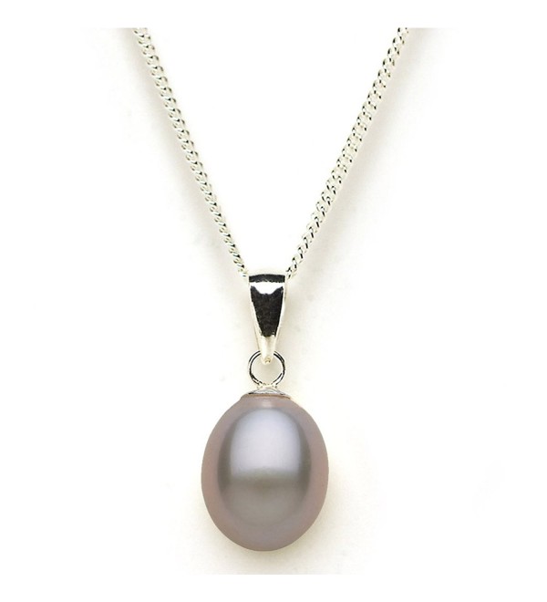 Exuisite Drop Shape Freshwater Cultured Pearl Pendant on Sterling Silver - Grey - CN1239TKWBR