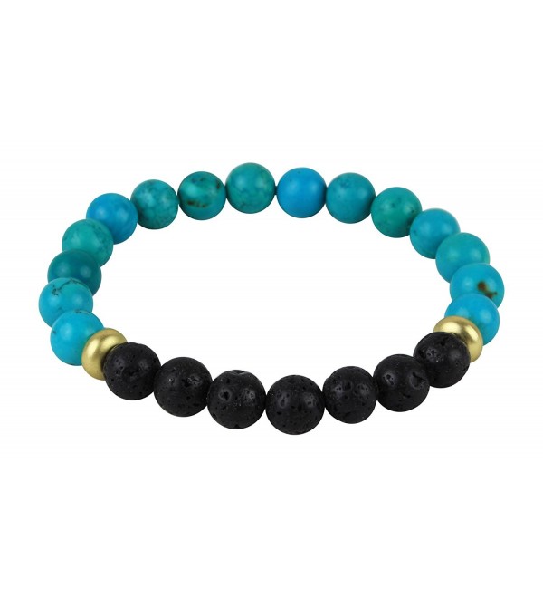 Fashion Turquoise and Lava Rock Essential Oil Beaded Bracelet- Essential Oil Jewlery 8mm Bead Size - Turquiose - CB1836KKKEM