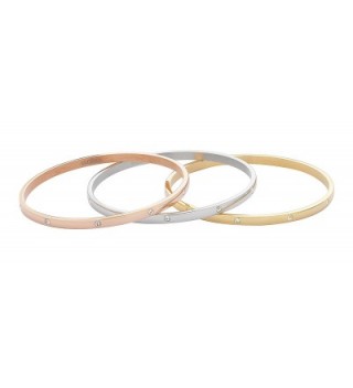 Stainless Tricolor Stackable Bracelet Zirconia in Women's Bangle Bracelets