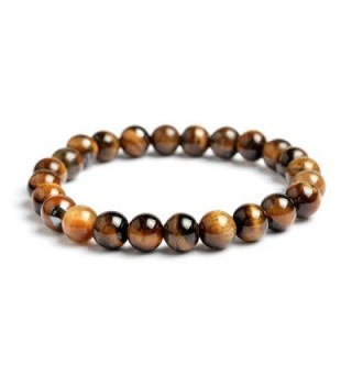 QIHOO Handmade Men Women Natural Gemstone Healing 8mm Beads Stretch Bracelet - Tiger eye stone - C9185HR432H