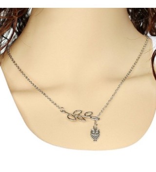 QTALKIE Fashion Owl Leaves Short Clavicle Chain For Women Popular Silver Chain Necklace - CW12LRQ9Z35