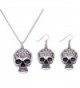 Halloween Crystal Skeleton Necklace Earrings - Silver - CB18530ZHZG