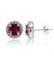 Sterling Silver Genuine- Simulated- or Created Gemstone Round Oxidized Rope Stud Earrings - Created Ruby - CL187RLWEDO