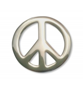 Hippie Peace Sign Jacket or Hat Pin Polished Silver Finish Pewter - CX11FATA9BB
