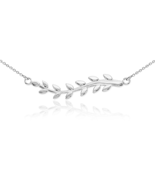 High Polish 925 Sterling Silver Olive Branch Pendant Necklace - CN11ODJ1OLZ