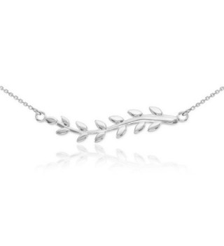 High Polish 925 Sterling Silver Olive Branch Pendant Necklace - CN11ODJ1OLZ