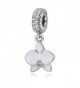Orchid Charm with CZ Stone 925 Sterling Silver Flower Beads for Charms Bracelets - Dangling White - CE185LCENCT