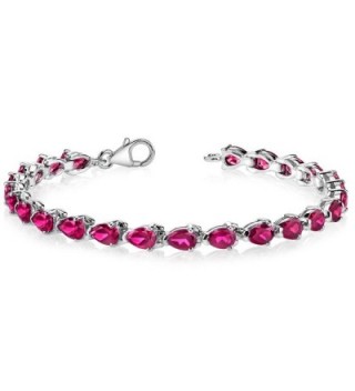 Created Ruby Bracelet Sterling Silver Pear Shape 9.50 Carats - CL1141DRN7H