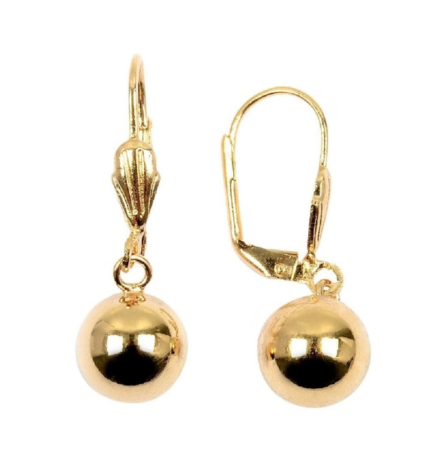 18K Gold Plated 10 mm Ball Leverback Dangle Earrings - C1125MB3UWX