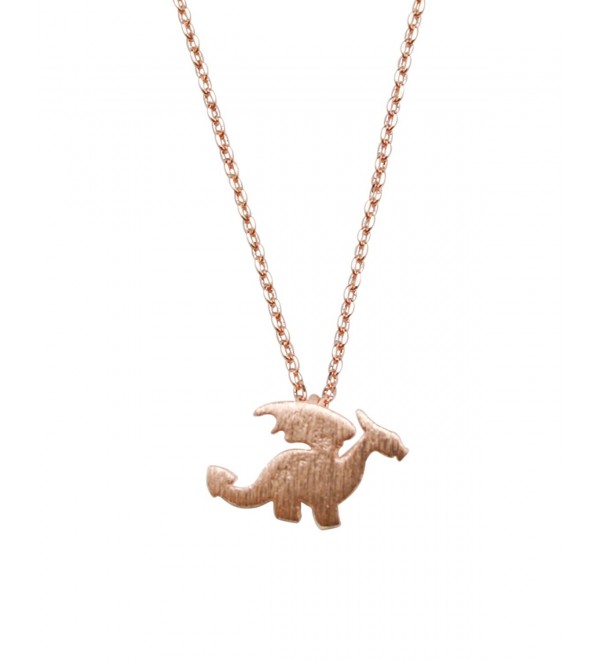 Womens Dragon Necklace Dainty Dragon Pendant Game of Thrones Charm Simple 17 in chain - Rose Gold - C5120D11FXX