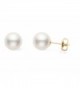 14k Gold AA+ Quality Japanese White Akoya Cultured Pearl Stud Earrings - CH11BELWSMT