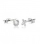 Wicary XO Mini Cute 925 Sterling Silver Earrings Ear Stud Earring for Women - CT126YCEP73