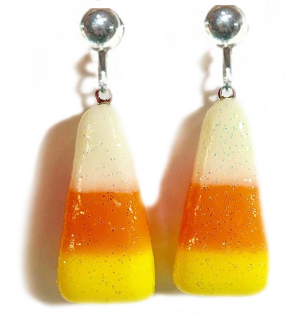 Candy Corn Halloween Clip On Dangle Earrings (H230clip) - CK183RD78CK