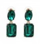 YAZILIND Jewelry Silver Plated Rectangle Full Cubic Zirconia CZ Flawless Long Dangle Earrings - Green - CE11L9AW9GJ
