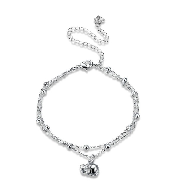 Beydodo Silver Plated Anklet Bracelet for Women Skull Pendant Silver 20+10CM Girls Beach Foot Jewelry - CA184TNZ99S