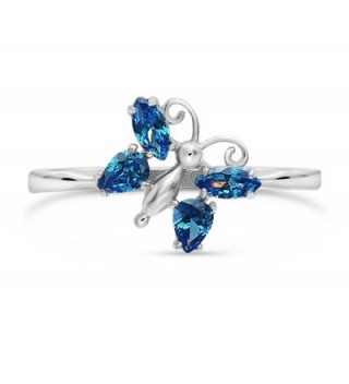 Sterling Silver Zirconia Simulated Butterfly in Women's Statement Rings