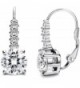 FIBO STEEL Stainless Steel Leverback Earrings for Women Drop Earrings CZ Inalid - B:Silver-tone - CP1857I7EEQ
