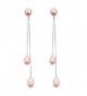 Stunning 7-8mm Cultured Freshwater Pearl 3" Sterling Silver Double Drop Earrings - C811ZA3ER3J