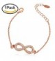 ANBALA Rose-Gold Endless Love Infinity Chain Bracelet with AAA Cubic Zirconia Infinity Bangle Bracelet - CI1889LO94A