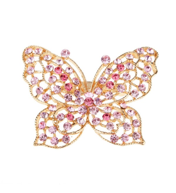 MagiDeal Butterfly Style Women's Girl Crystal Rhinestone Brooch Pin Fashion Jewelry (Choose color) - Pink - CP12H5MRTTH
