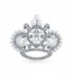 Bling Jewelry White Simulated Pearl Crystal Princess Crown Pin Brooch Rhodium Plated - CS11BS2HNK1