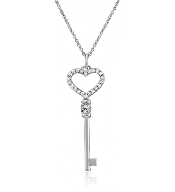 Myia Passiello Sterling Silver and Swarovski Zirconia Heart Key Necklace - C111DJ6JHD5