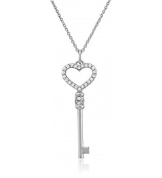 Myia Passiello Sterling Silver and Swarovski Zirconia Heart Key Necklace - C111DJ6JHD5