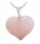 Amulet Large Puffy Heart Rose Quartz Gemstone Healing Powers Pendant 18 Inch Necklace - CG11CWQEACP