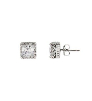 Crown Set Princess Cut CZ Studs - CE111H8Q28Z