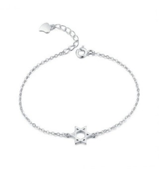 Jewish Star of David Bracelet- LicLiz 925 Sterling Silver Magen David Dainty Hebrew Religion - C71889NG74X