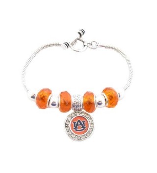 Auburn Tigers Orange Slider Glass Bead Silver Toggle Bracelet Jewelry AU - CI11K3BU2DD