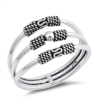 Bali Three Bar Bead Statement Ring New .925 Sterling Silver Band Sizes 5-10 - CU12O4DBAVC