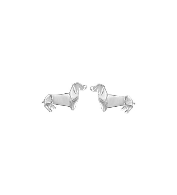 Boma Sterling Silver Origami Dauchshund Weiner Dog Stud Earrings - CX17YT73R0Y